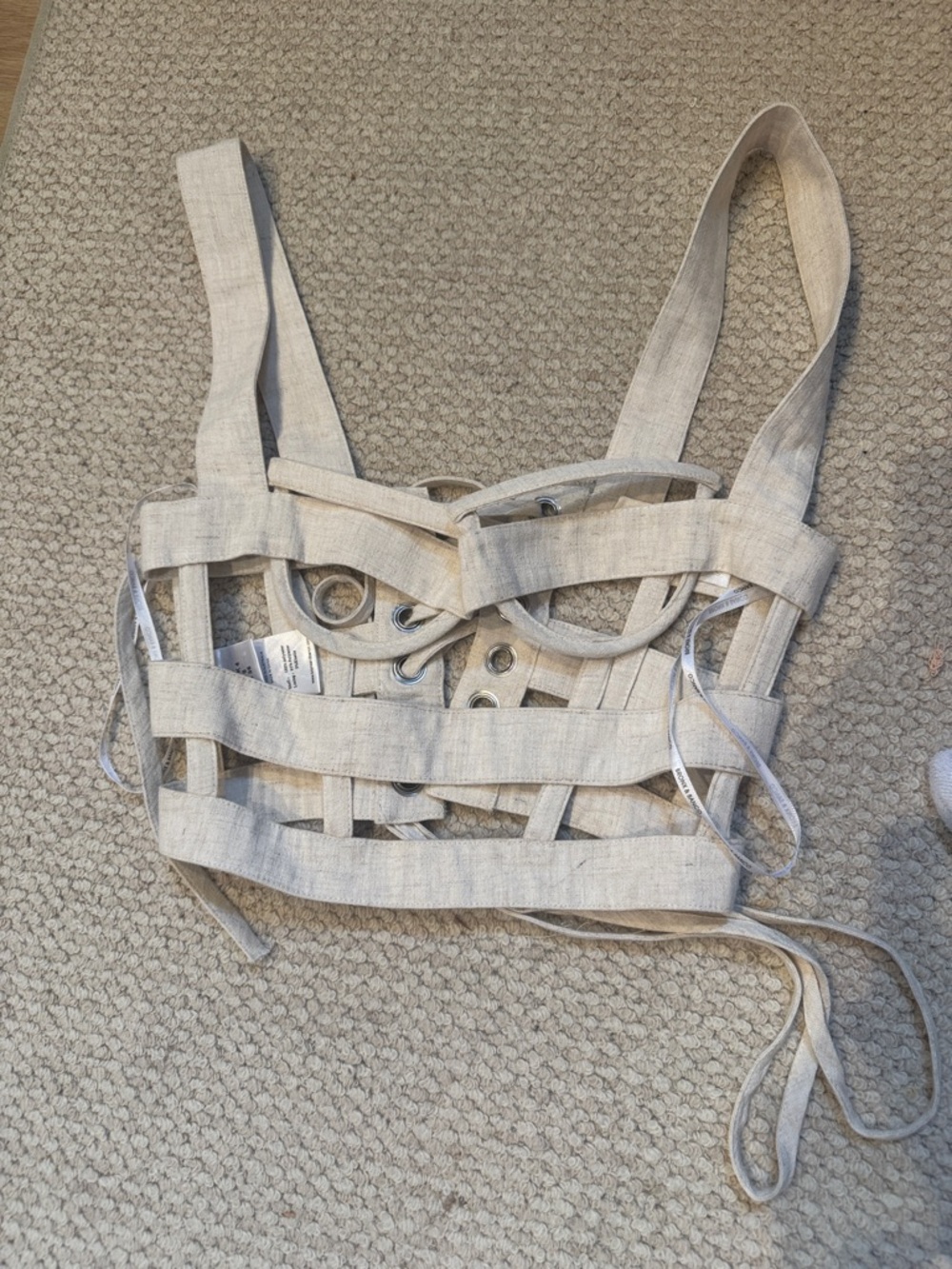 Bronx And Banco Linen Lattice Strappy Crop Top